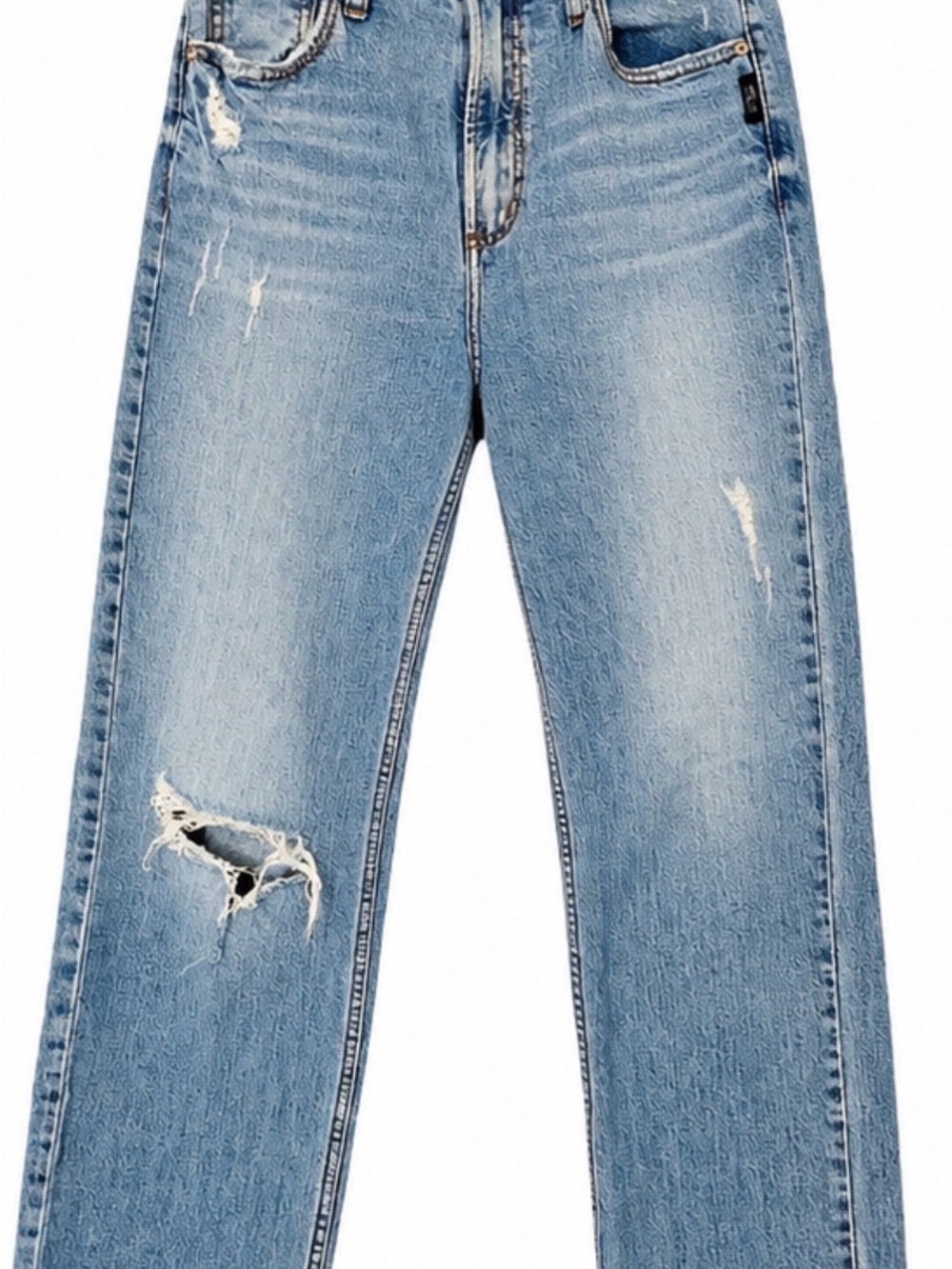 Silver Jeans Light Blue Distressed Straight Leg Jeans